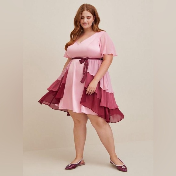 Torrid Harry Potter Yule Ball Dress Elegant Pink and Red Layered Dress Sz 1X - Picture 1 of 6